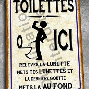 Vintage metal plaque Toilets, raise the bezel