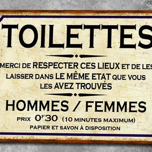 Vintage metal plaque Respect toilets