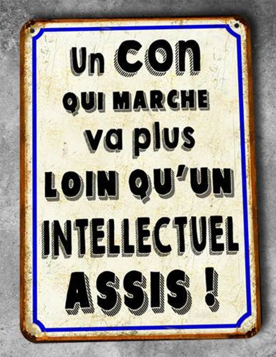 Plaque Métal Vintage Intellectuel Assis
