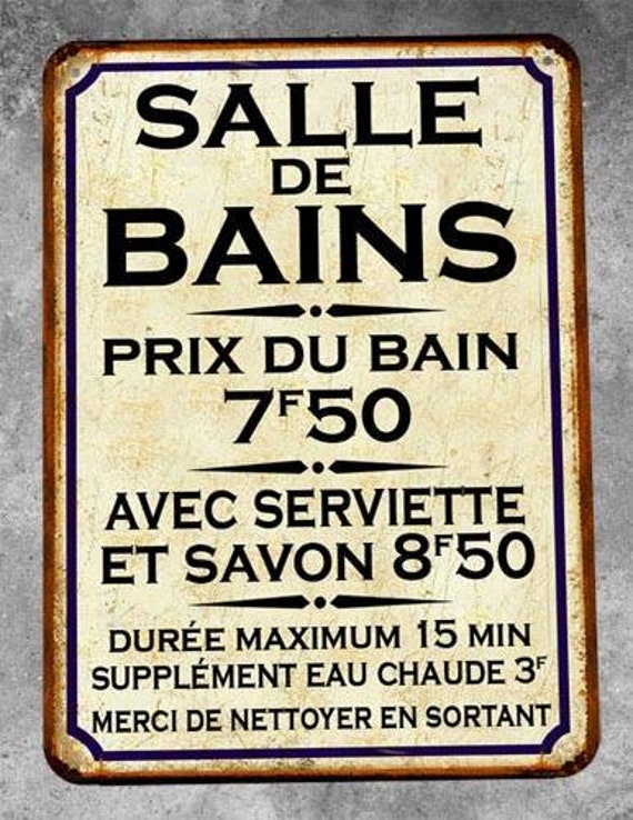 Plaque Métal Vintage Salle de Bain