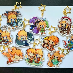 Legend of Zelda Link Anime Style 7cm Double-Sided Clear Acrylic Keychain Keyring Charm
