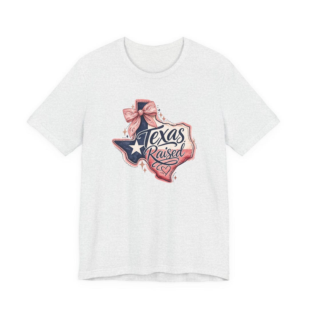 Texas Raised Tee | Texas State Silhouette With Bow and Script - Etsy