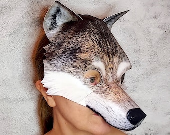 Wolf Mask, Halloween Mask, Performance Mask adjustable for children and adults