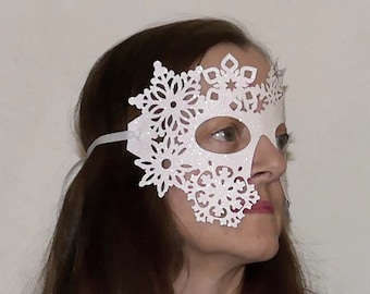 White Glitter Vinyl Snowflake Mask