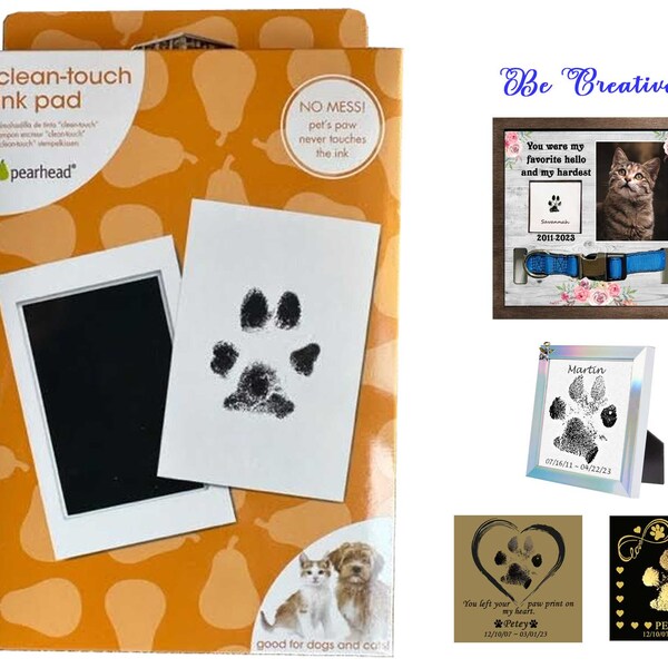 Inkless Paw Print Kit, No Mess Ink Pad, Paw Print Ink Pad, Pet Paw Print Kit, Pet Memorial Paw Print Stamp, Clean Touch Paw Print Kit