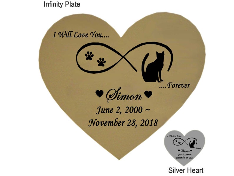 Cat Memorial Engraved Heart Shape Plates Pet Loss Gold or Etsy