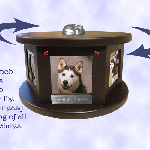 Decorative Engraved shops Rotating 6 Photo Pet Memorial Urn For Dog Up to 100 Lbs