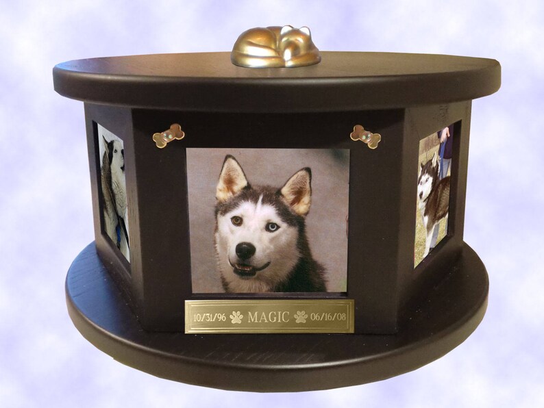 Decorative Engraved shops Rotating 6 Photo Pet Memorial Urn For Dog Up to 100 Lbs