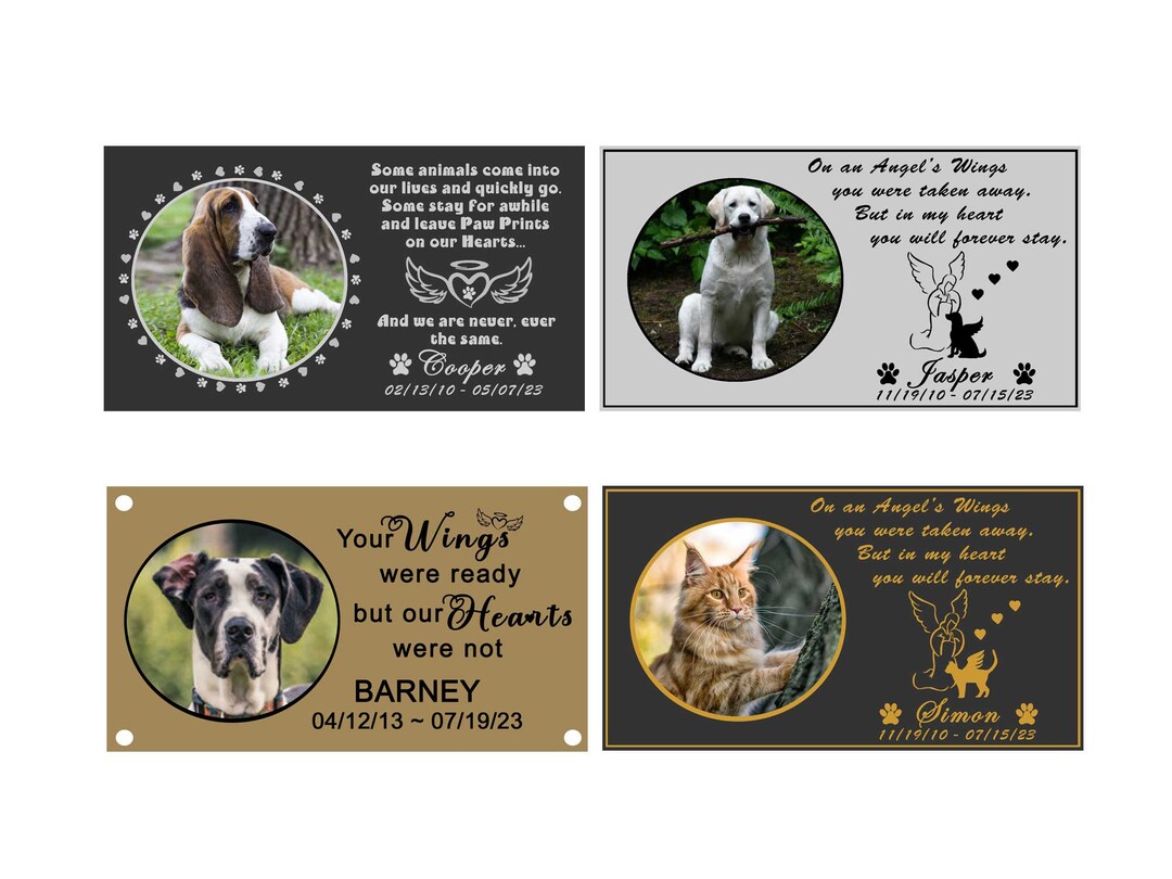 Custom Engraved Photo Frame Name Plate, Pet Loss Personalized Memorial