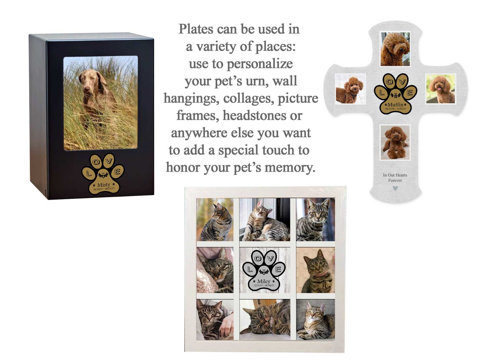 Engraved Paw Print Shape Pet Loss Memorial Plate Bereavement Plates ...