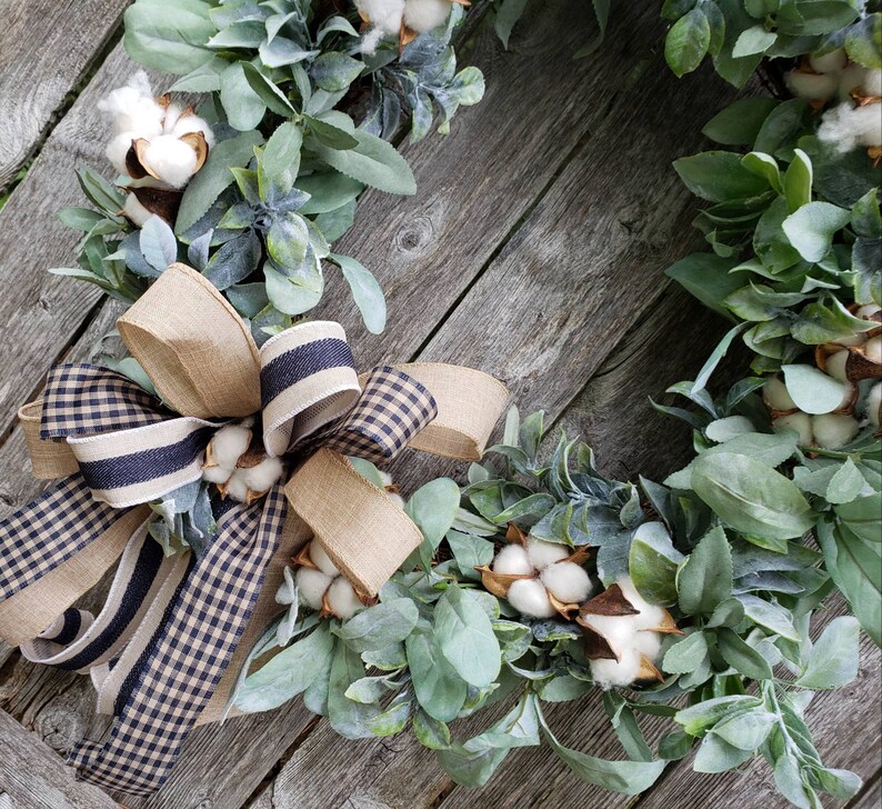 Lamb's Ear Wreath Cotton Wreathfarmhouse Wreath Etsy Australia