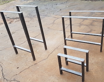 2 'H' Design Box Section Retro Industrial Steel Metal Dining Table Coffee Bench Legs Desk Breakfast bar Many Sizes Per Pair