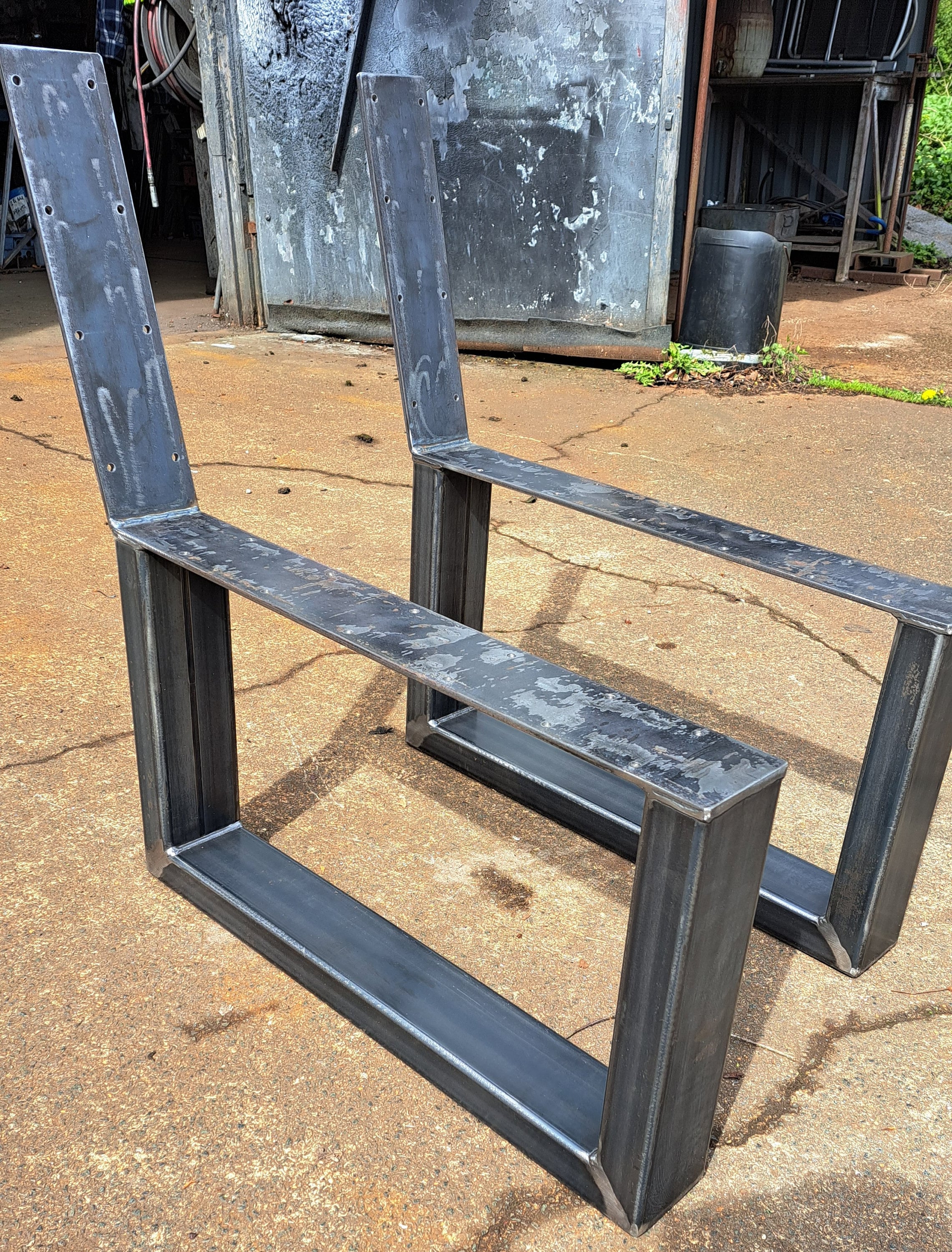 Pair of Metal Bench Legs With Back Support Industrial Look Heavy Duty ...