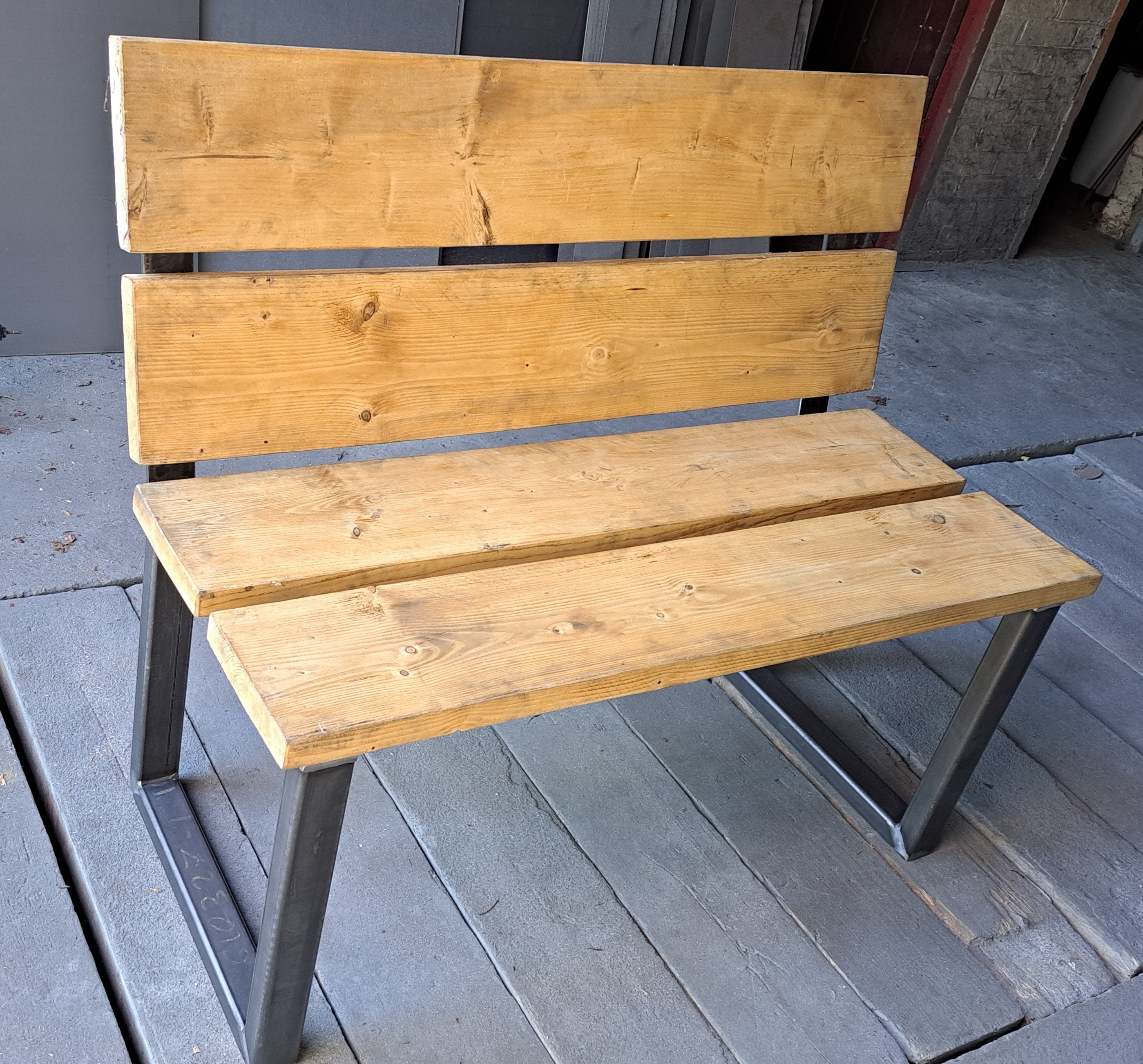 Pair of Metal Bench Legs With Back Support Industrial Look Heavy Duty Etsy UK