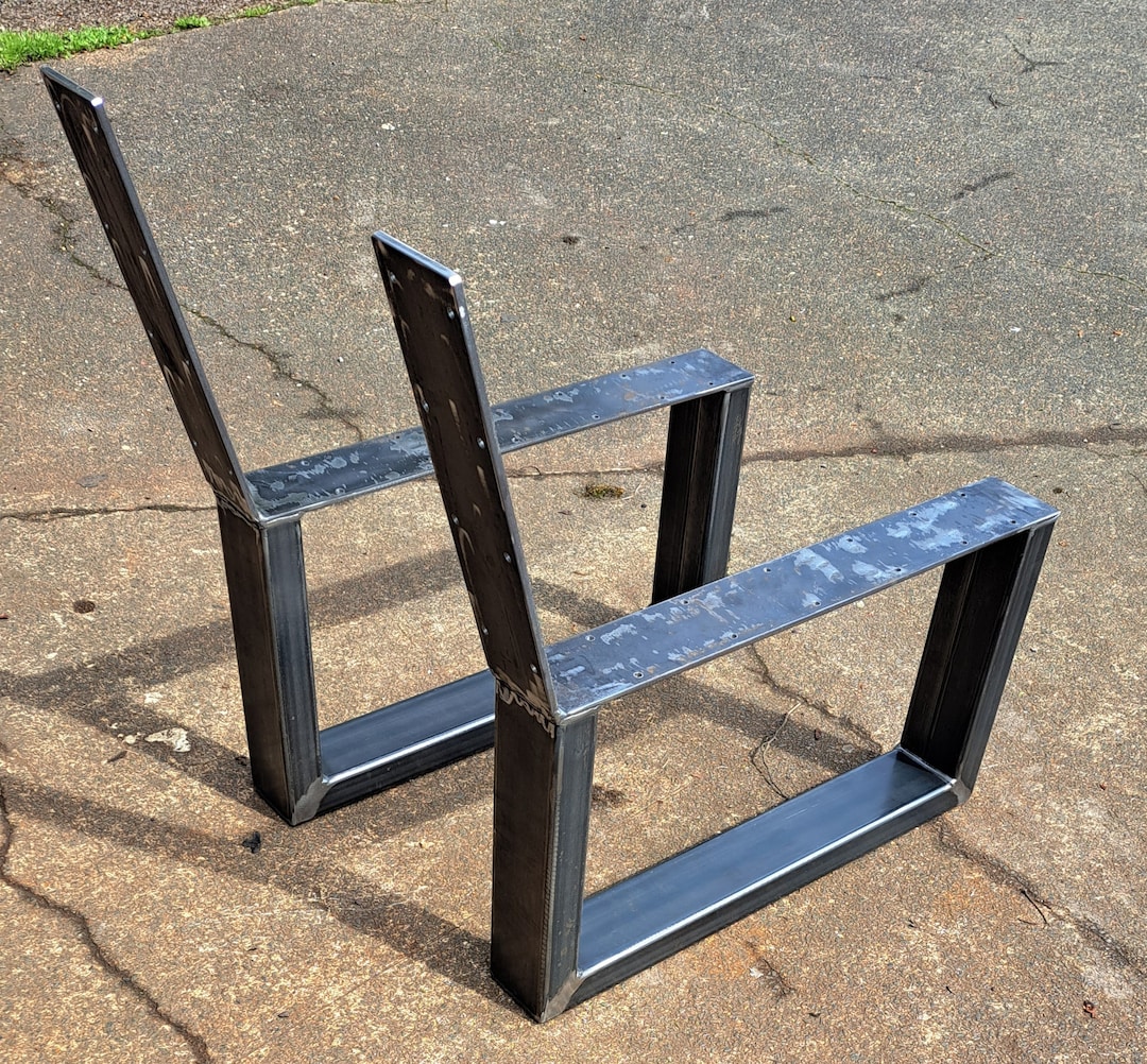 Metal bench on sale legs with back