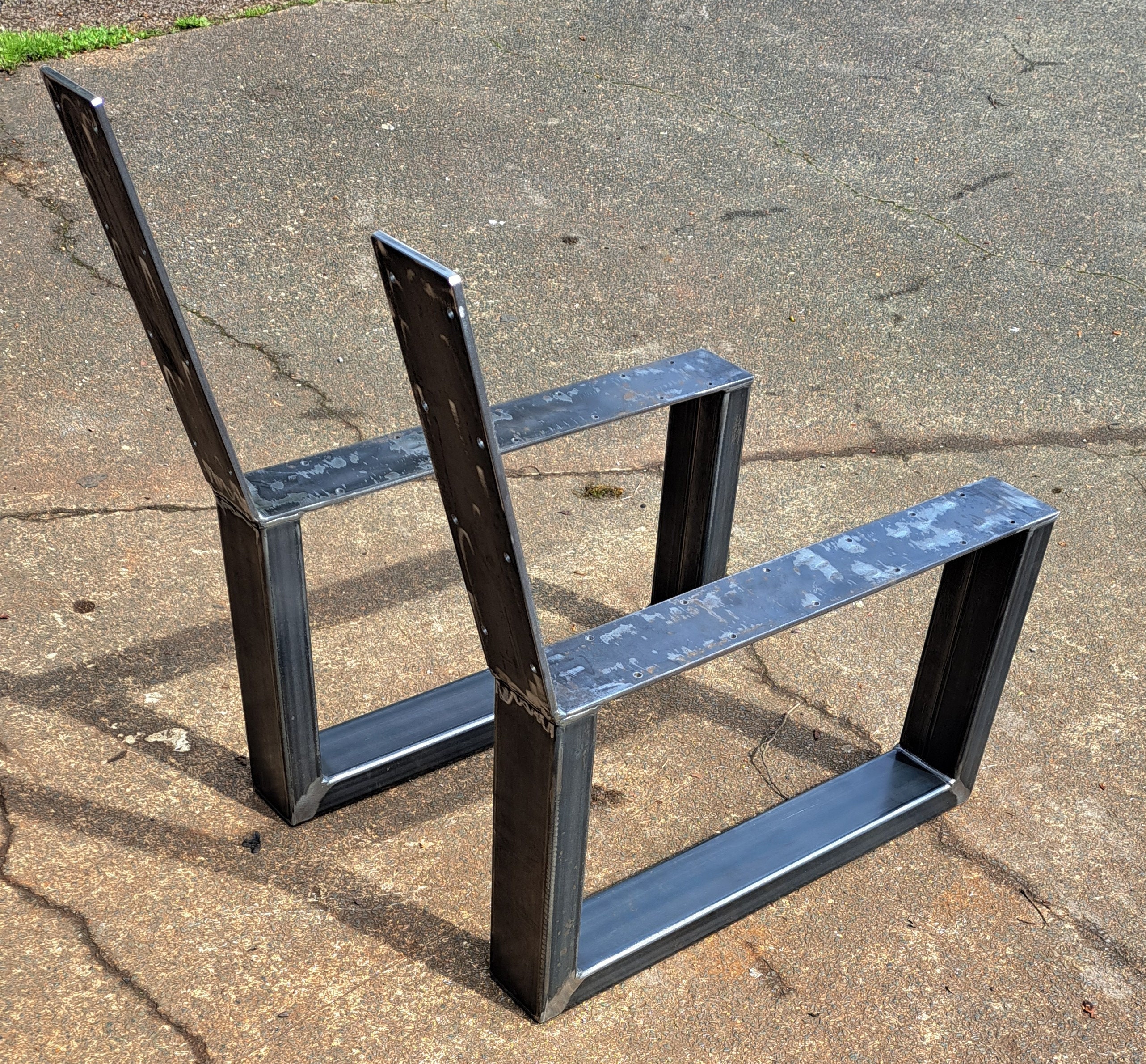 Pair of Metal Bench Legs With Back Support Industrial Look Heavy Duty Etsy Canada