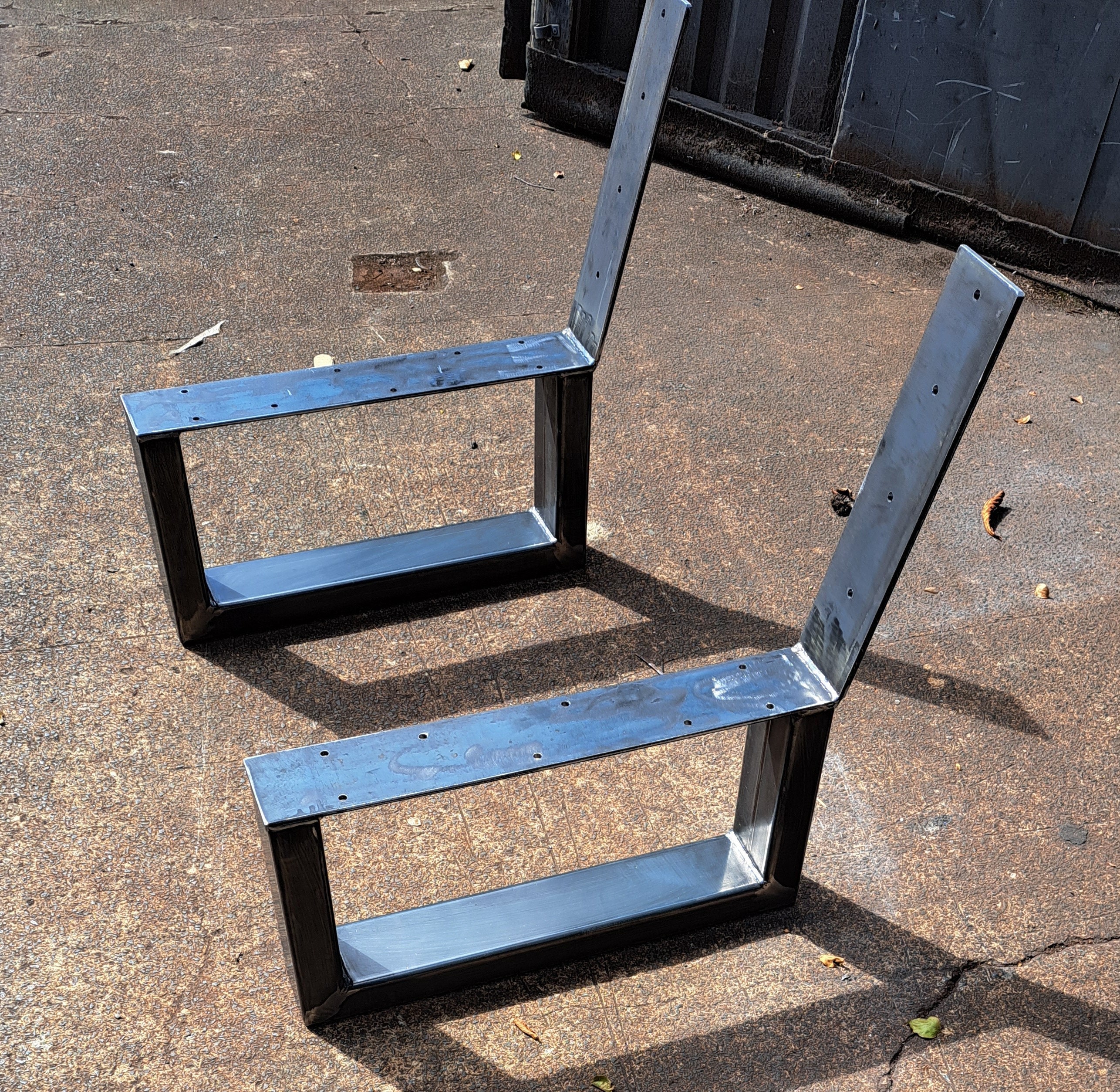 Metal bench on sale legs with back
