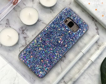 Glitter Samsung Galaxy Case Galaxy S9 Case Galaxy S9 Plus Case S9+ Galaxy S8 Case Galaxy S8 Plus Case S8+ Case Galaxy Note 8 Case Blue
