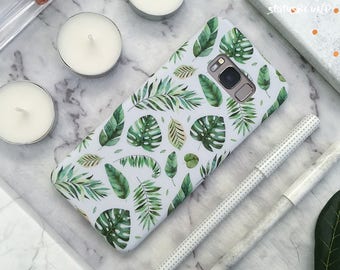 Floral Samsung Galaxy Case Galaxy Case Galaxy S8 Case Galaxy S8 Plus Case Galaxy S8+ Case Galaxy Note 8 Case Note8 Case Green Leaf Leaves