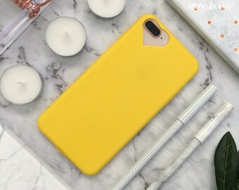 Love Heart iPhone Case iPhone 8 Case iPhone 8 Plus Case iPhone 7 Case iPhone 7 Plus Case iPhone 6S Case iPhone 6S Plus Soft Yellow Silicone