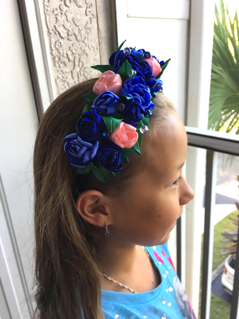 Wedding Flower Crown Floral Head Wreath Blue Flower Crown Floral Crown Headband Bridesmaid Hair Accessories Flower Crown Adult