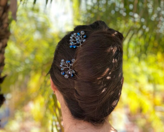 Silver Hair Pins Crystal Hair Accessories Bridesmaid Hair Etsy