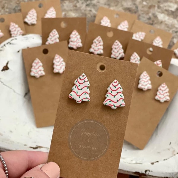 PLEASE READ TAT Christmas Tree Stud Earrings Christmas Tree Clay Earrings Clay Stud Earrings Clay Christmas Earrings