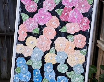Textured Acrylic Flower Painting: Original Floral Wall Art (11x14 cm)