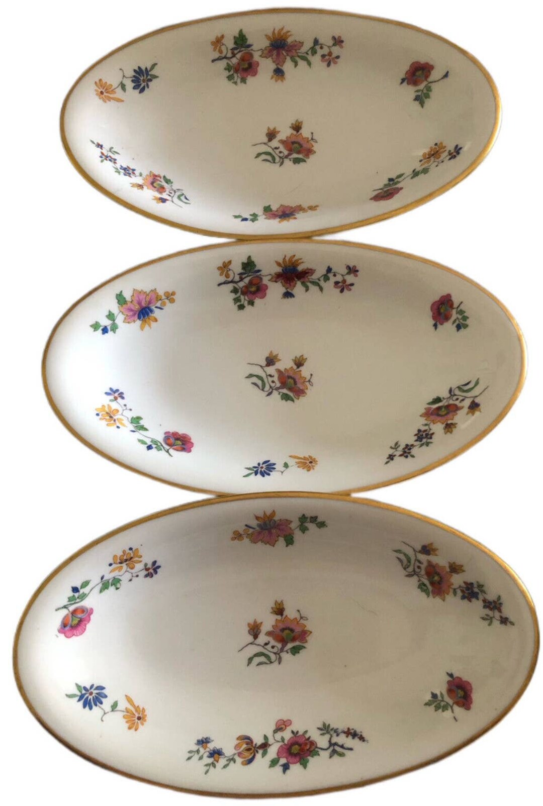 Set of 3 GDA Limoges France Lorraine Pattern Oval Relish Trays