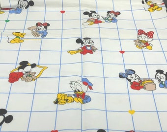 VTG 1984 Walt Disney Babies Baby Sheet Fabric Mickey Mouse Minnie 40"x 29"