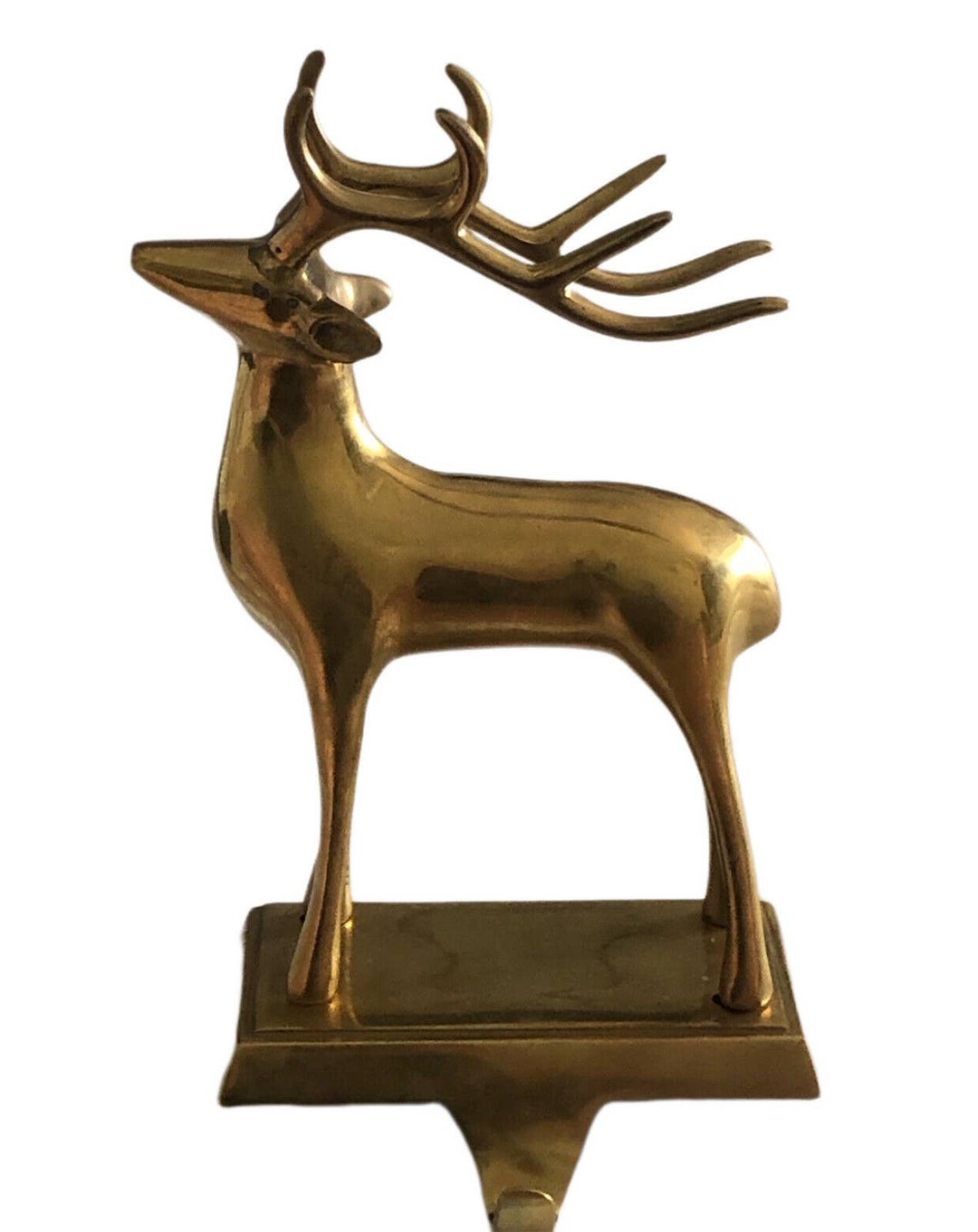 VTG Solid Brass Christmas Reindeer Christmas Stocking Holder Etsy