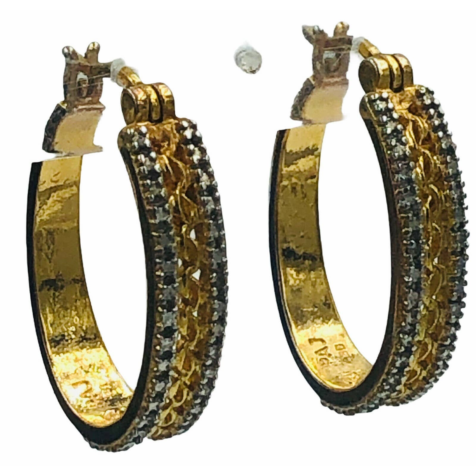 PAJ 88 Gold Plated Oval Hoop Diamond Earrings China - Etsy
