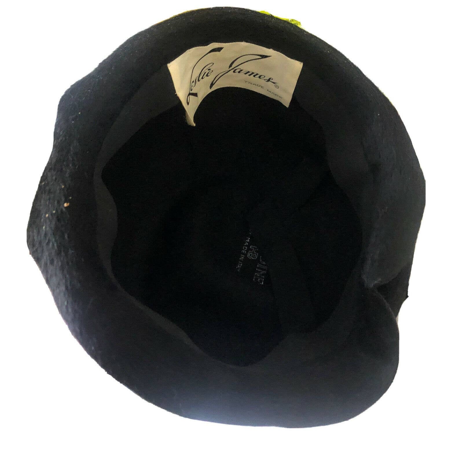 1950-1960s Leslie James Black Fur Felt Hat Body Made in 