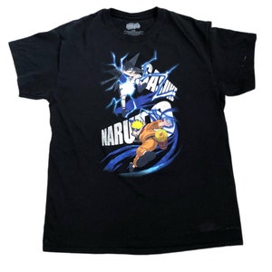 VTG 2002 NARUTO vs Sasuke Black Men&#39;s Size L T Shirt Anime Shonen Jump Y2K