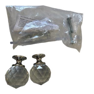 2PCS Crystal Lamp Finial Cap Nut Screw Cap Knob Lamp Shade Silver Tone