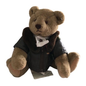 1982 GUND Bialosky Brown Bear 18&quot; Aviator Pilot mit Bomberjacke & Schal