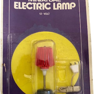 Vintage Miniature Electric Lamp Dollhouse Sealed 1041 Red Lampshade