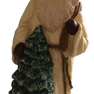 Carved Resin Santa Claus Figurine Scandinavian 1987 Christmas Tree Bag Signed CH
