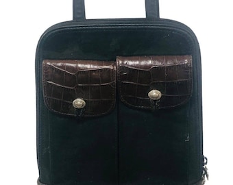 Brighton One World Black Brown Leather Small Cross body Bag Handbag Purse