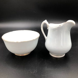 Cream & Sugar Melba Bone China Set Pale Blue Almost White English High Tea