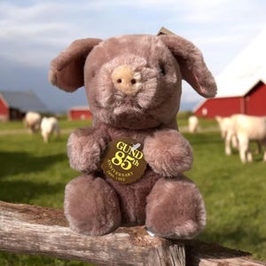 Gund Hamlet Baby Pig Plush 1980 8&quot;x 4&quot; Mauve Pink 1980 85th Anniversary