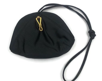 Rodo Black Silk Evening Bag With Gold Hardware