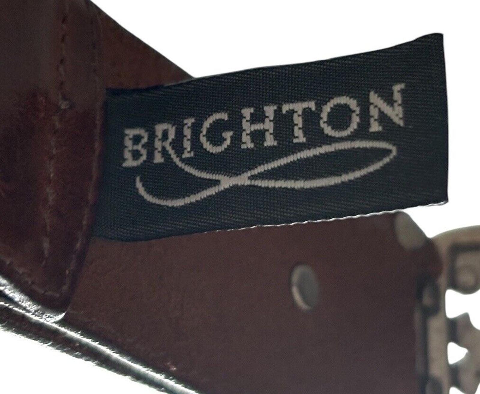 Brighton Women’s Art Nouveau Belt brown Leather Silver Swirl buckle Scroll Sz S Brighton Brighton 1996 Double Brown Leather Woven Belt  main image 3