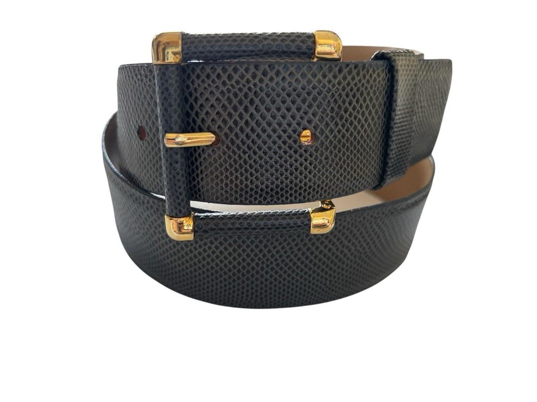 Emmanuel Genuine Reptile Belt Gold Buckle Size Medium  display picture 2