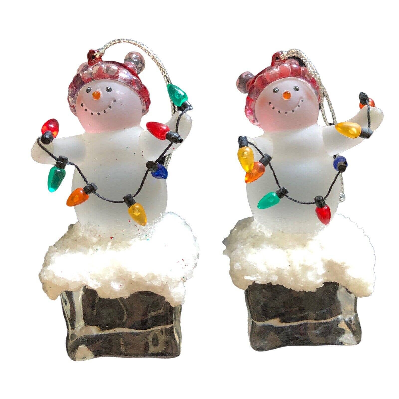Acrylic FROSTED ICE CUBE SNOWMAN Christmas CARD HOLDER Figurine Picture  Photo