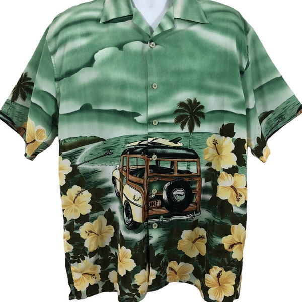 Big Brother Brand-Mens Hawaiian Shirt Woody Surf Car Extra Large XL Casual