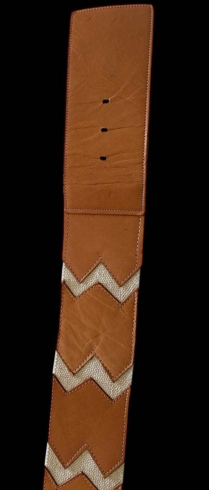 Christian Dior Women’s Wide Belt Elastic W/ Saddle Leather Zig Zag Sz ML 1980s Christian Dior Women main image 4