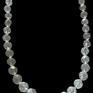 STERLING Quartz Faceted Clear Rock Crystal Art Deco Necklace Vintage 1920s 19”