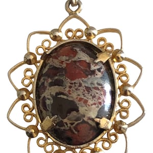 12/20 Gold Filled Ibis Jasper Oval Pendant Removes Negative Energy Artisian
