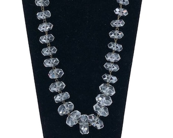 Antique Edwardian Graduated Faceted Disc Rock Crystal Necklace Bracelet Set